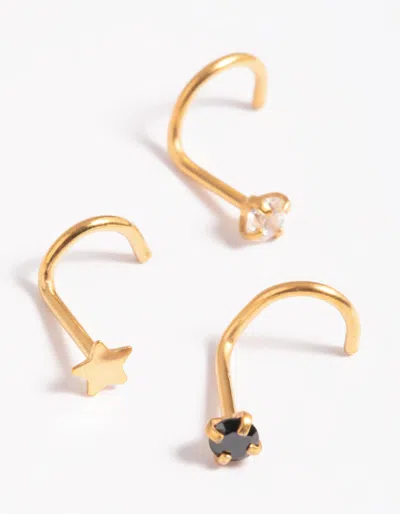 Lovisa Gold Plated Surgical Steel Diamante Star Nose Stud Pack