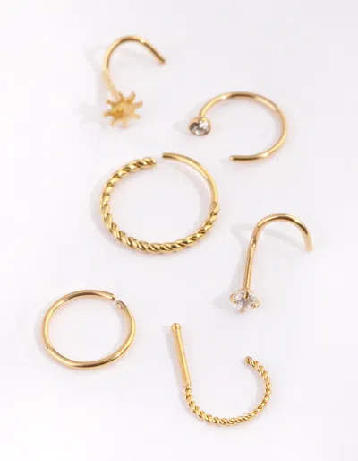 Lovisa Gold Plated Surgical Steel Diamante Twist Nose Stud Pack