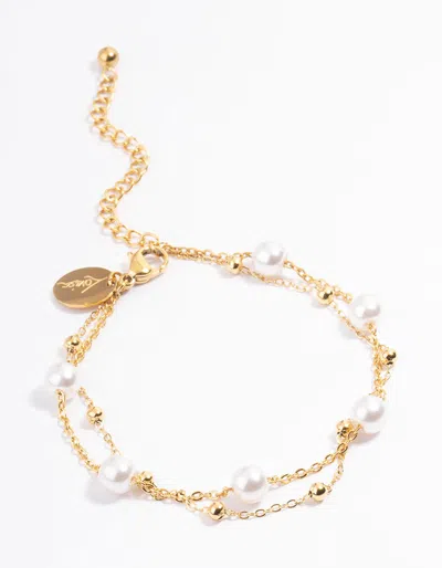 Lovisa Gold Plated Surgical Steel Double Layer Pearl Ball Bracelet