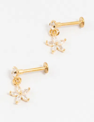 Lovisa Gold Plated Surgical Steel Flower Drop Flatbacks 2-pack