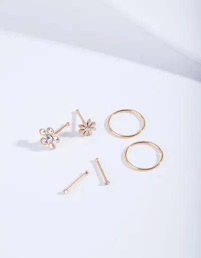 Lovisa Gold Plated Surgical Steel Flower Motif Nose Jewelry 6-pack