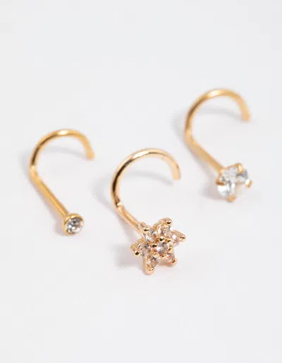 Lovisa Gold Plated Surgical Steel Flower Nose Stud 3-pack