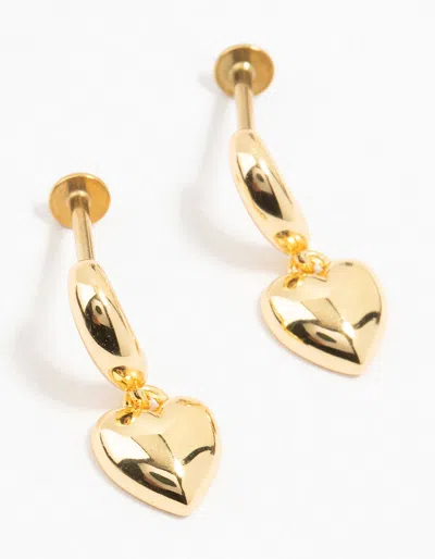 Lovisa Gold Plated Surgical Steel Heart Drop Flatbacks 2-pack