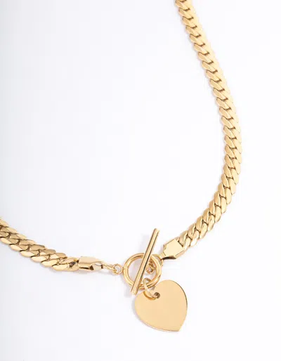 Lovisa Gold Plated Surgical Steel Heart Fob Flat Chain Necklace