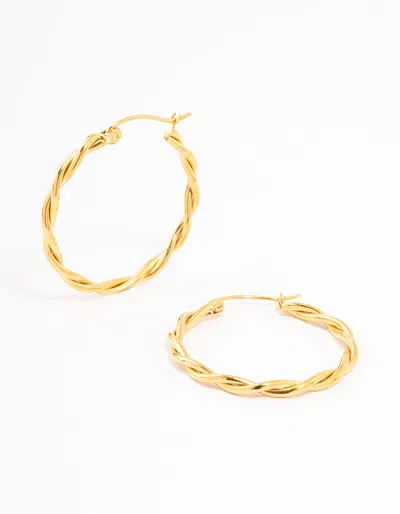 Lovisa Gold Plated Surgical Steel Medium Thin Twisted Hoop Earrings