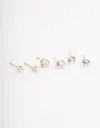 Lovisa Gold Plated Surgical Steel Star & Heart Stud Earrings 3-pack In Gold