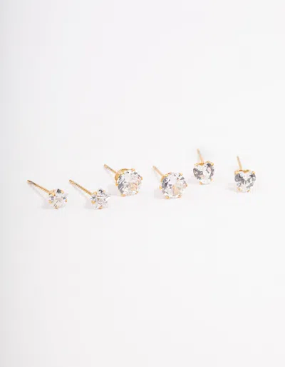 Lovisa Gold Plated Surgical Steel Star & Heart Stud Earrings 3-pack