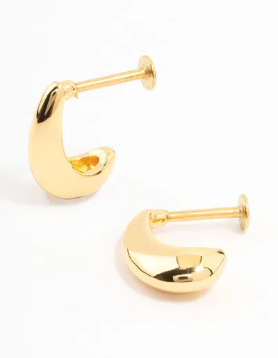 Lovisa Gold Plated Surgical Steel Teardrop Hoop Flat Back Earrings 2-pack