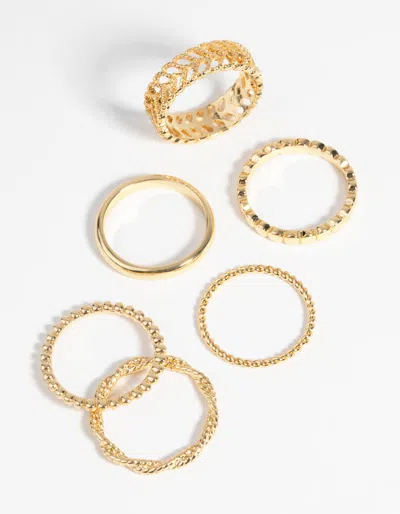Lovisa Gold Plated Textured Ring Pack
