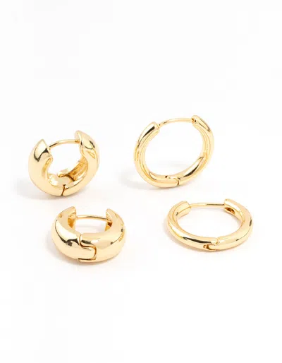 Lovisa Gold Plated Thick & Thin Huggie Earrings 2-pack