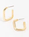 Lovisa Gold Plated Thin Rectangular Hoop Earrings In Gold