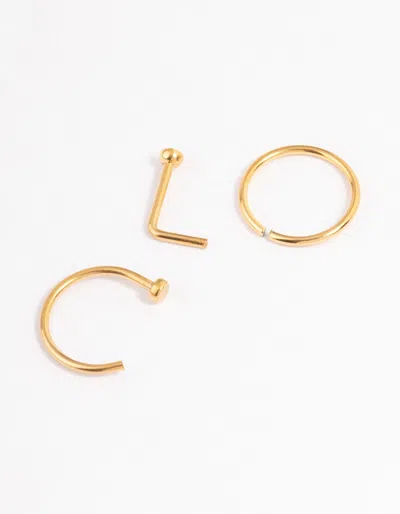 Lovisa Gold Plated Titanium Basic Nose Ring 3-pack