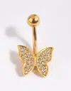 Lovisa Gold Plated Titanium Butterfly Belly Bar In Gold
