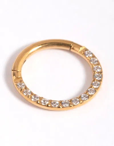 Lovisa Gold Plated Titanium Cubic Zirconia Clicker Ring