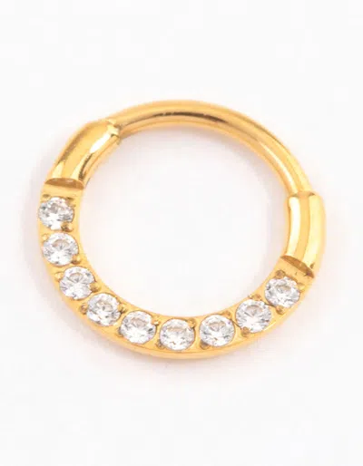 Lovisa Gold Plated Titanium Cubic Zirconia Clicker Ring In Transparent