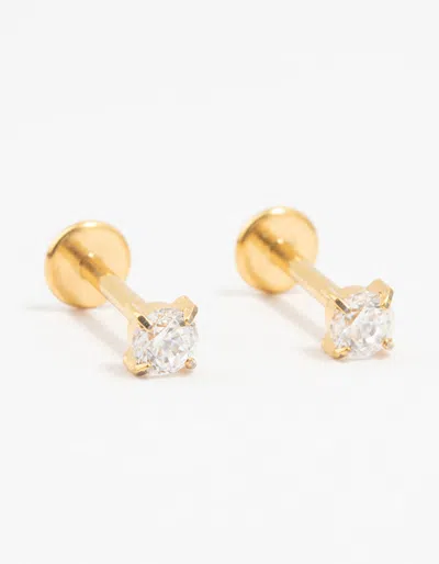 Lovisa Gold Plated Titanium Cubic Zirconia Stud Flatbacks 2-pack