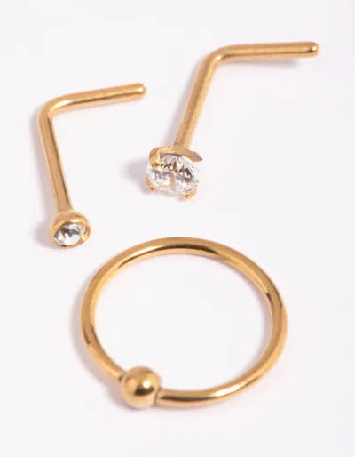 Lovisa Gold-plated Titanium Diamante Nose Stud Pack