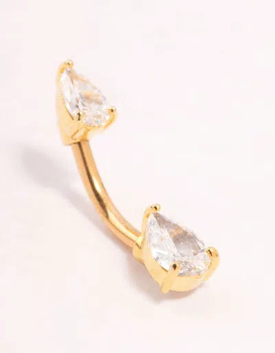Lovisa Gold Plated Titanium Double Pear Cubic Zirconia Belly Bar