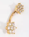 Lovisa Gold Plated Titanium Flower Belly Bar In Gold
