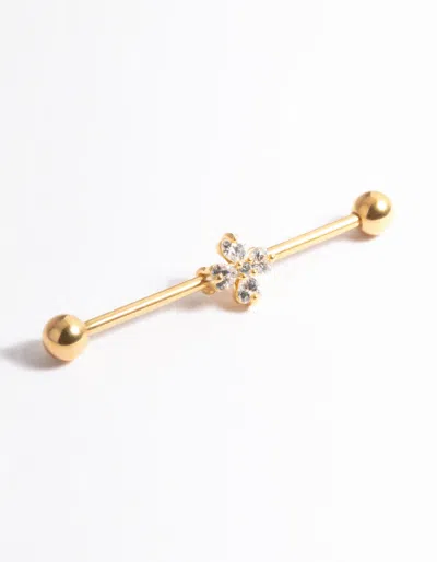 Lovisa Gold Plated Titanium Flower Industrial Bar