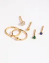 Lovisa Gold Plated Titanium Green Nose Studs In Gold