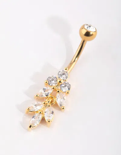Lovisa Gold Plated Titanium Marquise Diamante Belly Bar In Multi