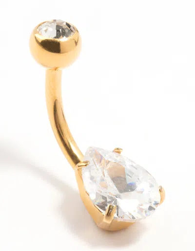 Lovisa Gold Plated Titanium Round Bezel & Pear Belly Bar