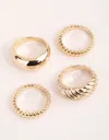 Lovisa Gold Plated Twisted And Plain Ring Set In Gold