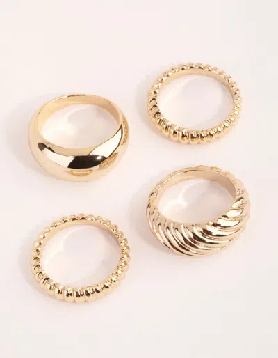 Lovisa Gold Plated Twisted And Plain Ring Set