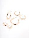 Lovisa Gold Puffy Mixed Hoop Earrings 3-pack In Gold