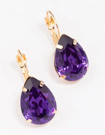Lovisa Gold Purple Pear Crystal Drop Earrings