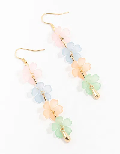 Lovisa Gold Rainbow Flower Strand Drop Earrings In Multi