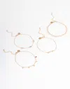 Lovisa Gold Roses Bracelet & Anklet 4-pack In Gold