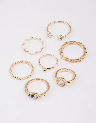 Lovisa Gold Round Open Diamante Ring 7-pack