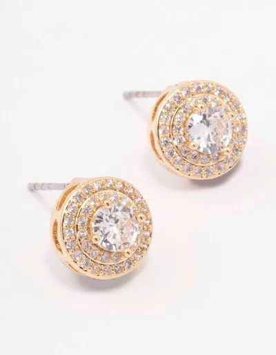 Lovisa Gold Round Stone Ornate Stud Earrings
