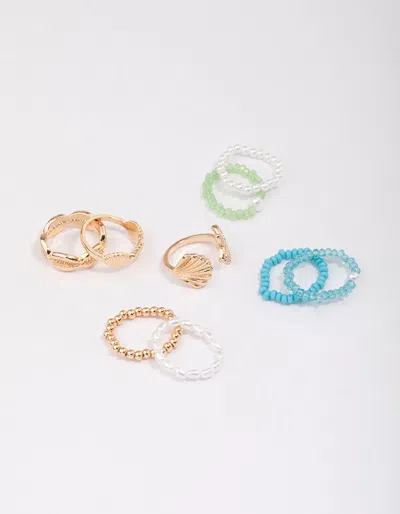 Lovisa Gold Seashell Beaded Ring 9-pack