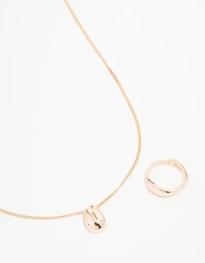 Lovisa Gold Smooth Stone Necklace & Ring Set
