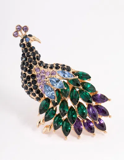 Lovisa Gold Sparkly Peacock Ring In Blue