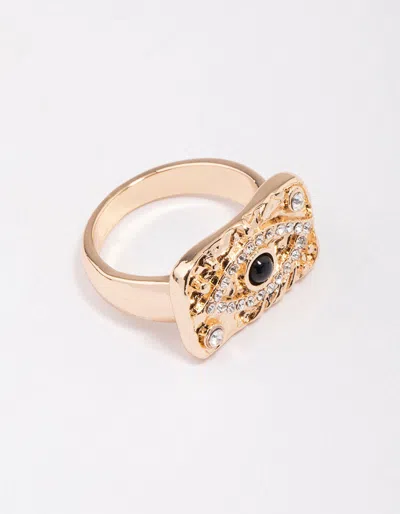 Lovisa Gold Square Evil Eye Cocktail Ring In Transparent
