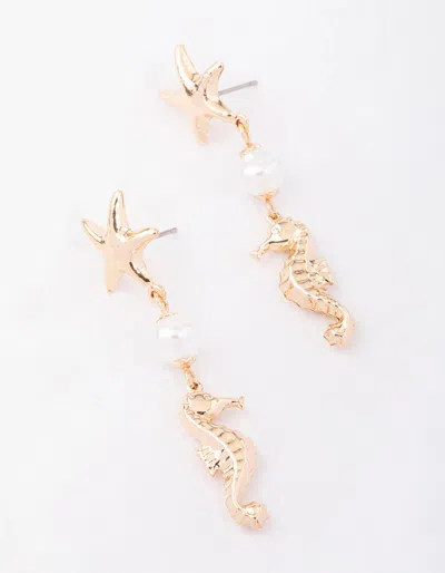 Lovisa Gold Starfish Pearl Drop Earrings