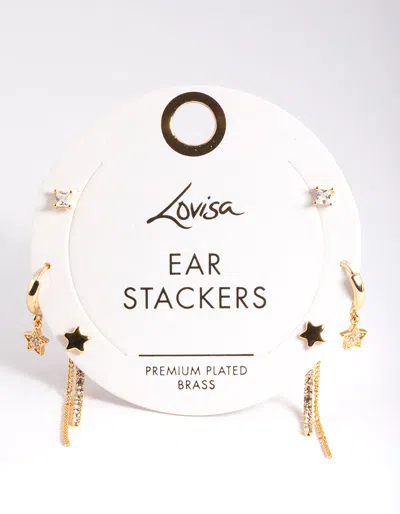 Lovisa Gold Stars & Chain Earrings 6-pack