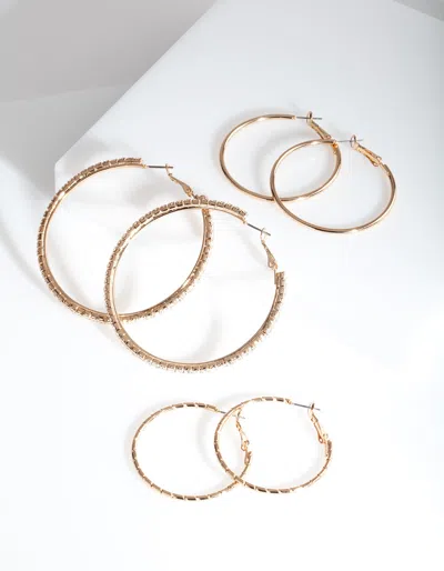Lovisa Gold Statement Diamante Hoop Pack In Silver