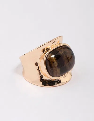 Lovisa Gold Statement Stone Band Ring In Brown