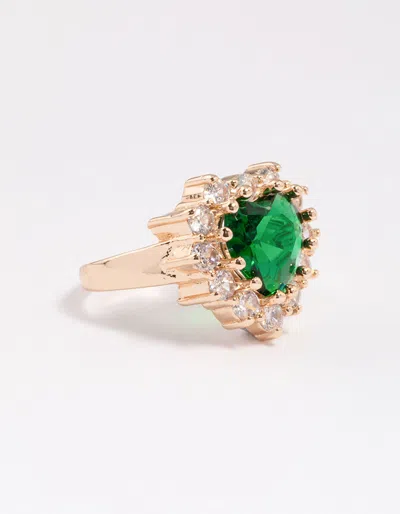 Lovisa Gold Stone Heart Surrounded Ring In Green