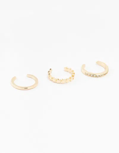 Lovisa Gold Straight & Crystal Toe Rings 3-pack