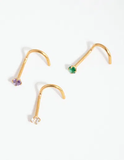 Lovisa Gold Surgical Steel Classic Gem Nose Stud 3-pack
