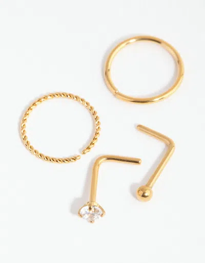 Lovisa Gold Surgical Steel Diamante Twist 4-pack Nose Ring