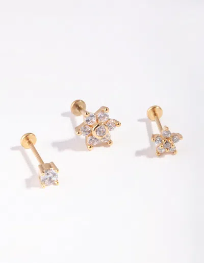 Lovisa Gold Surgical Steel Fine Flower 3-pack Flat Back