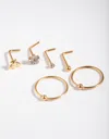 Lovisa Gold Surgical Steel Flower & Bee 6-pack Nose Stud In Gold