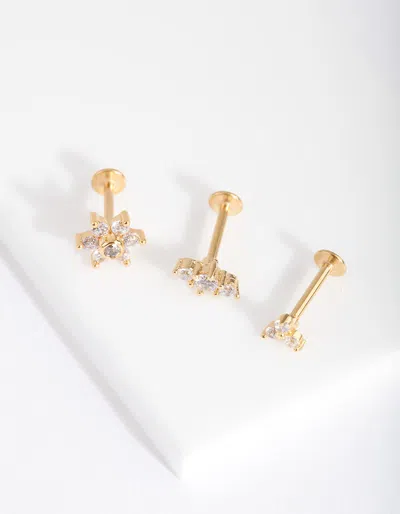 Lovisa Gold Surgical Steel Flower Flat Back Earring 3 Pack